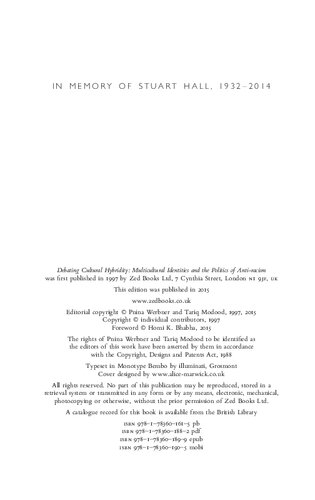 Debating Cultural Hybridity Multicultural Identities And The Politics Of Antiracism Pnina Werbner Tariq Modood Homi K Bhabha Editors