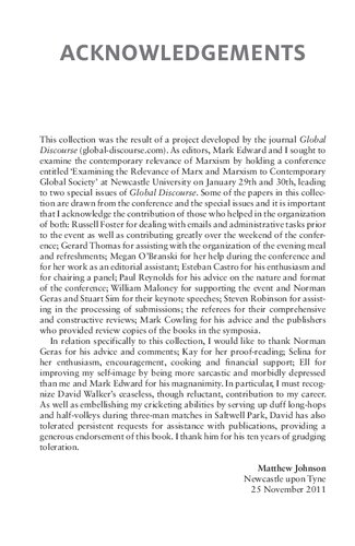 The Legacy Of Marxism Contemporary Challenges Conflicts And Developments Matthew Johnson Editor