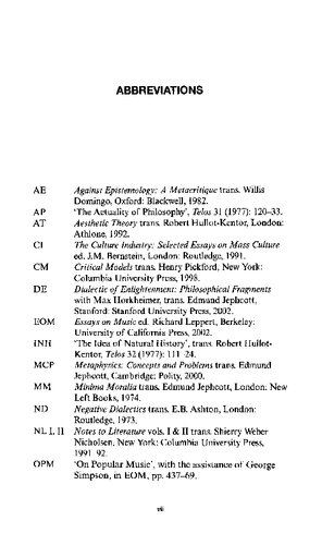 Adorno A Guide For The Perplexed Alex Thomson