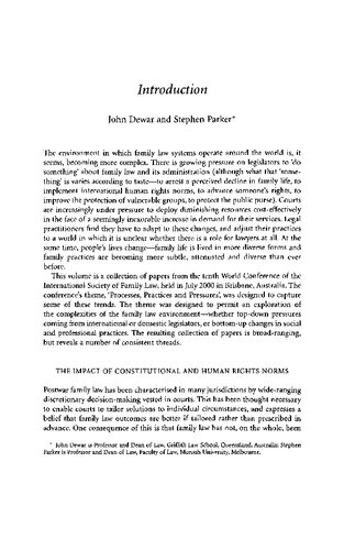 Family Law Processes Practices And Pressures John Dewar Stephen Parker Editors