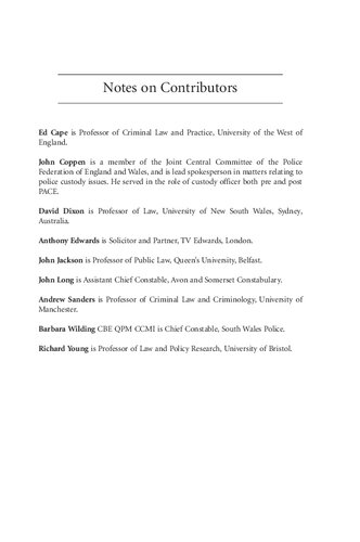 Regulating Policing The Police And Criminal Evidence Act 1984 Past Present And Future Ed Cape Richard Young Editors