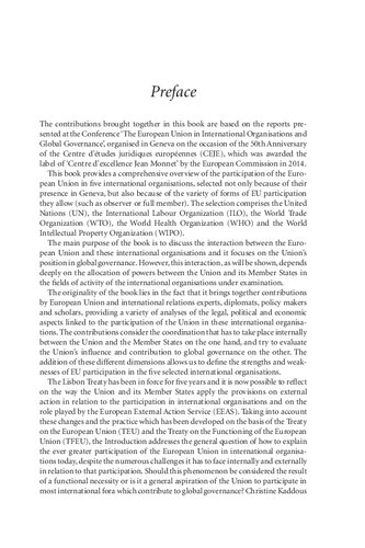 The European Union In International Organisations And Global Governance Recent Developments Christine Kaddous Editor