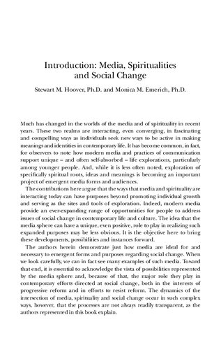 Media Spiritualities And Social Change Stewart M Hoover Monica Emerich Editors