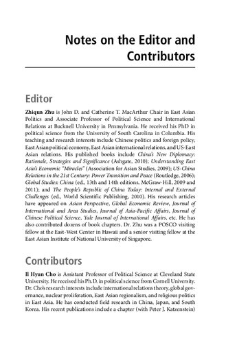 New Dynamics In East Asian Politics Security Political Economy And Society Zhiqun Zhu Editor