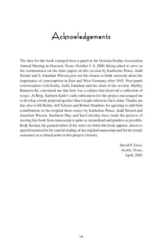 Consuming Germany In The Cold War David F Crew Editor