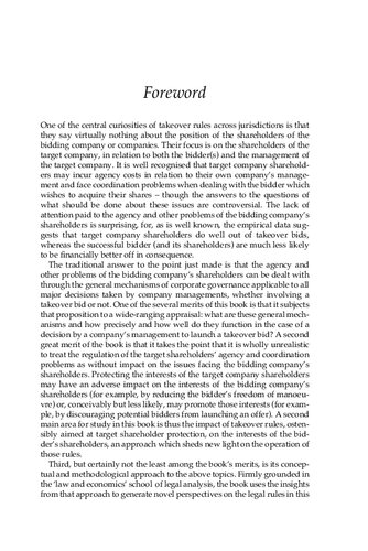 The Law And Economics Of Takeovers An Acquirers Perspective Athanasios Kouloridas