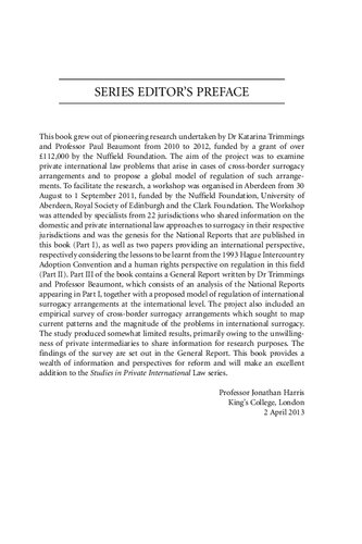 International Surrogacy Arrangements Legal Regulation At The International Level Katarina Trimmings Paul Beaumont Editors