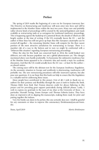 European Insolvency Regulation Articlebyarticle Commentary Moritz Brinkmann Editor