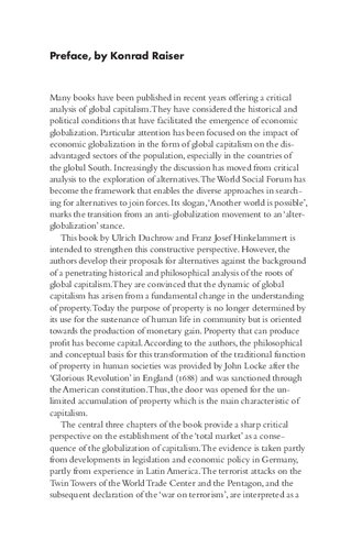 Property For People Not For Profit Alternatives To The Global Tyranny Of Capital Ulrich Duchrow Franz J Hinkelammert Elaine Griffiths Trish Davie Michael Marten Praic Praic