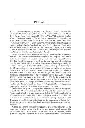 The Protection Of Fundamental Rights In The Eu After Lisbon Sybe De Vries Ulf Bernitz Stephen Weatherill Editors