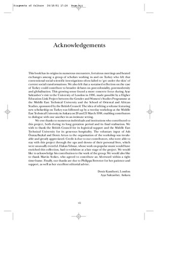Fragments Of Culture The Everyday Of Modern Turkey Deniz Kandiyoti Aye Saktanber Editors