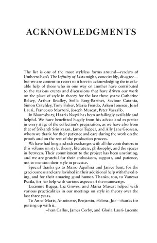 Style In Theory Between Literature And Philosophy Ivan Callus James Corby Gloria Laurilucente Editors