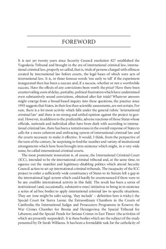 Hybrid And Internationalised Criminal Tribunals Selected Jurisdictional Issues Sarah Williams