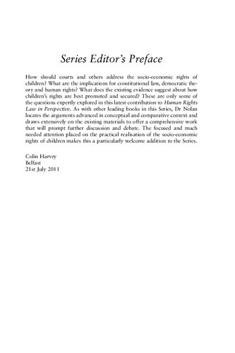 Childrens Socioeconomic Rights Democracy And The Courts Aoife Nolan