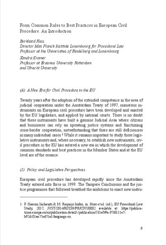 From Common Rules To Best Practices In European Civil Procedure Burkhard Hess Xandra E Kramer Editors