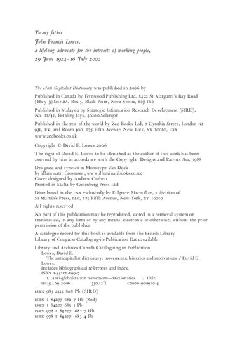 The Anticapitalist Dictionary Movements Histories Motivations David E Lowes