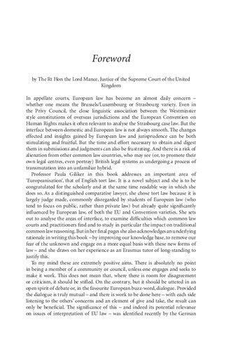 The Europeanisation Of English Tort Law Paula Giliker