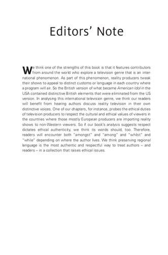 The Ethics Of Reality Tv A Philosophical Examination Wendy N Wyatt Bunton Kristie Editors