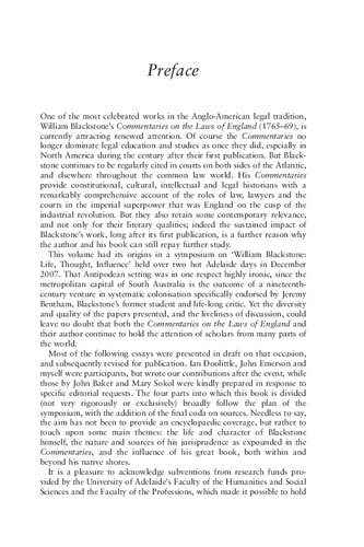 Blackstone And His Commentaries Biography Law History Wilfrid Prest Editor