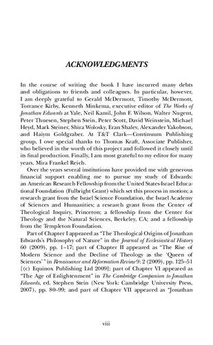 Jonathan Edwardss Philosophy Of Nature The Reenchantment Of The World In The Age Of Scientific Reasoning Avihu Zakai