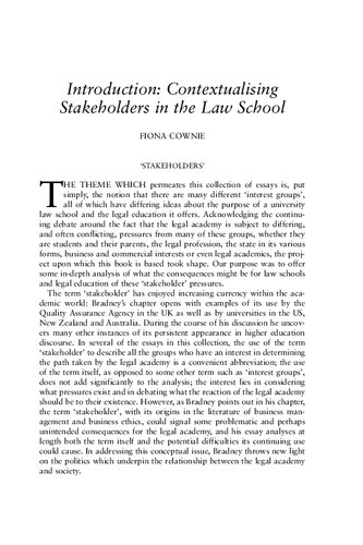 Stakeholders In The Law School Fiona Cownie Editor