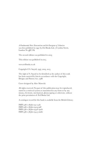 A Fundamental Fear Eurocentrism And The Em Ergence Of Islamism S Sayyid