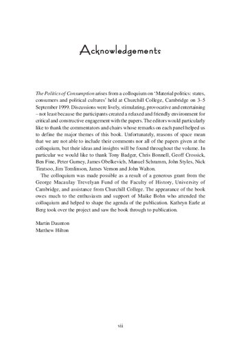 The Politics Of Consumption Martin James Daunton Matthew Hilton