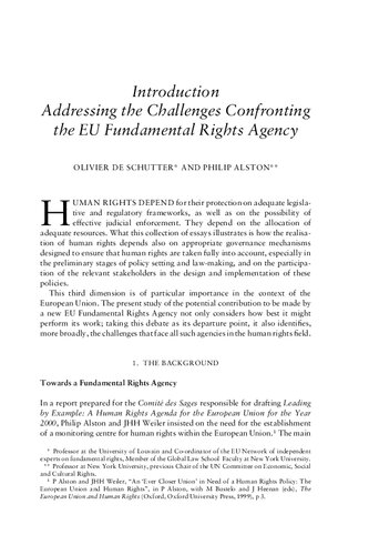 Monitoring Fundamental Rights In The Eu The Contribution Of The Fundamental Rights Agency Philip Alston Olivier De Schutter Editors