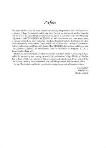 Restitution Of Overpaid Tax Steven Elliott Birke Hcker Charles Mitchell Editors
