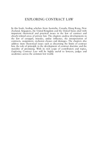 Exploring Contract Law Jason W Neyers Richard Bronaugh Stephen G A Pitel Editors