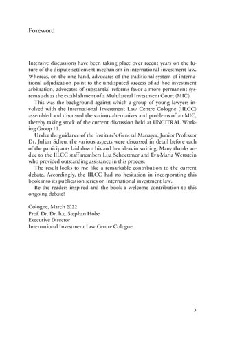 Creation And Implementation Of A Multilateral Investment Court Julian Scheu
