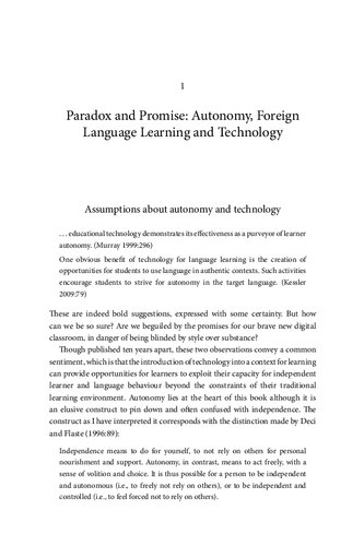 Autonomy And Foreign Language Learning In A Virtual Learning Environment Miranda Hamilton