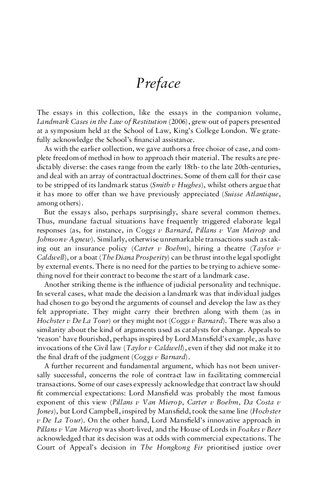 Landmark Cases In The Law Of Contract Charles Mitchell Paul Mitchell Editors