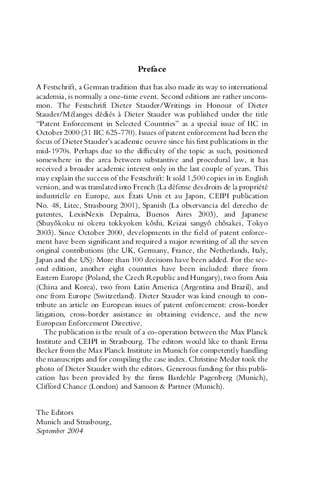 Patent Enforcement Worldwide A Survey Of 15 Countries Writings In Honour Of Dieter Stauder Christopher Heath Laurence Petit Editors