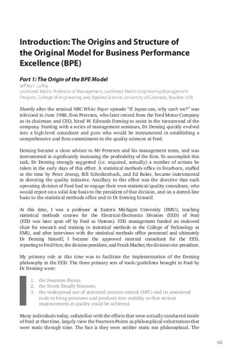 Business Performance Excellence Jeffrey T Luftig Steven M Ouellette