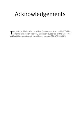 Politics And The Emotions The Affective Turn In Contemporary Political Studies Paul Hoggett Simon Thompson Editors