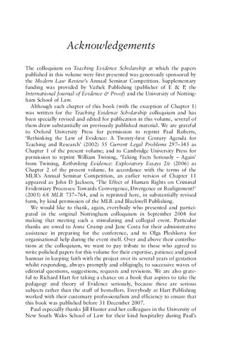 Innovations In Evidence And Proof Integrating Theory Research And Teaching Paul Roberts Mike Redmayne Editors