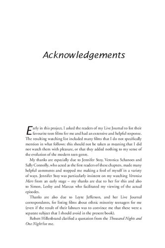 Teen Dreams Reading Teen Film And Television From Heathers To Veronica Mars Roz Kaveney