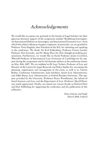 Redefining Sovereignty In International Economic Law Wenhua Shan Penelope Simons Dalvinder Singh Editors