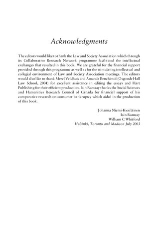 Consumer Bankruptcy In Global Perspective 2003 Johanna Niemikiesilinen Iain Ramsay William Whitford Editors