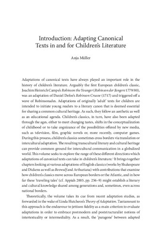 Adapting Canonical Texts In Childrens Literature Anja Muller