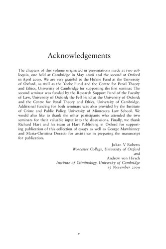 Previous Convictions At Sentencing Theoretical And Applied Perspectives Julian V Roberts Andrew Von Hirsch Editors