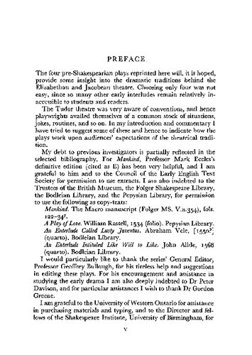 Four Tudor Interludes J A B Somerset Editor