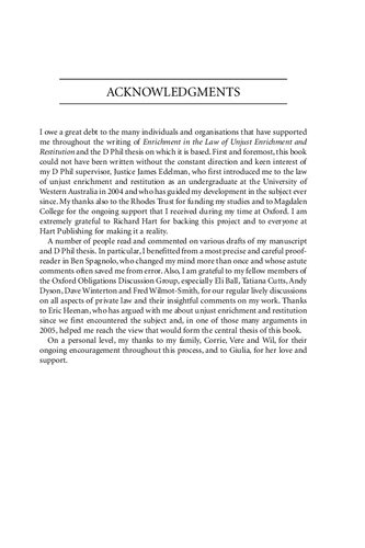 Enrichment In The Law Of Unjust Enrichment And Restitution Avm Lodder