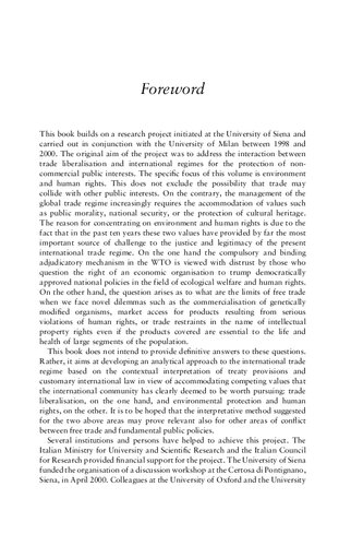 Environment Human Rights And International Trade Francesco Francioni Editor