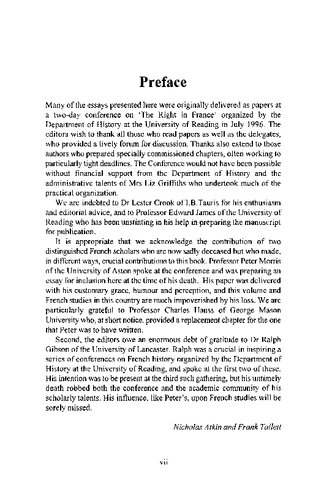 The Right In France From Revolution To Le Pen Nicholas Atkin Frank Tallett