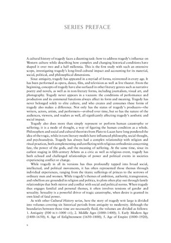 A Cultural History Of Tragedy In The Modern Age Volume 6 Jennifer Wallace Editor