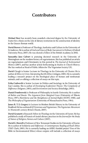Eating And Believing Interdisciplinary Perspectives On Vegetarianism And Theology David Grumett Rachel Muers Editors
