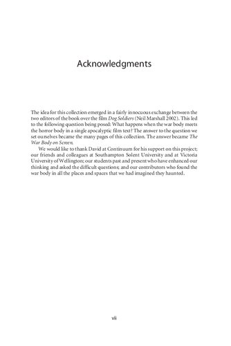 The War Body On Screen Karen Randell Sean Redmond Editors