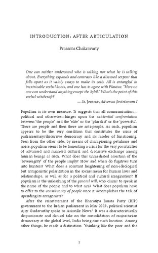 Populism And Its Limits After Articulation Prasanta Chakravarty Editor